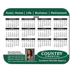 8"X9.5" Hard Top Calendar Rectangle Mouse Pad 1/8" Foam Base