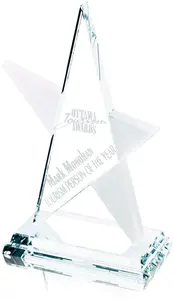 Elegant 5 Point Star Imprinted Award with Frosted Points