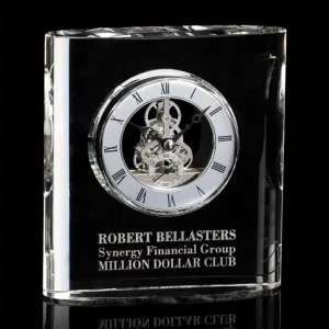 Elegant Adams Crystal Desk Clock - Custom Engraved
