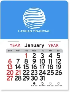 Custom Peel-N-Stick® Promotional Calendar - Rectangle