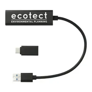 Custom Branded 4-Port USB 3.0 Hub with Type C Adapter