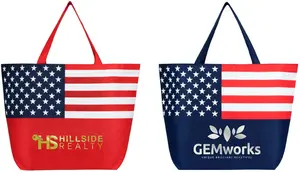 American Flag Non-Woven Tote Bag (Metallic imprint)