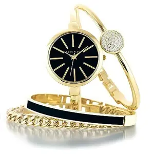 Anne Klein Women's Interchangeable Gold Bangle Bracelet Watch Set