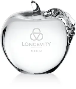 Customizable Glass Apple Paperweight with Etching