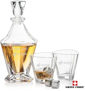 Arellano 3pc Decanter Set & S/S Ice Cubes