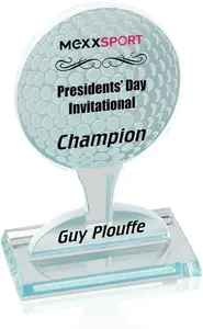 Golf Ball Logo Award on Tee - Custom-branded