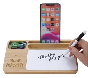 Custom Bamboo 10W Wireless Charging Base with Dry Erase Board