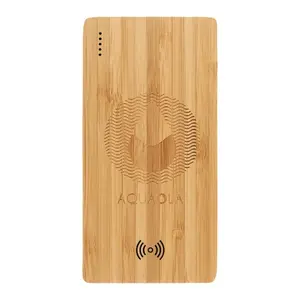 100% Bamboo 5000 mAh Wireless Power Bank - Laser Engraving