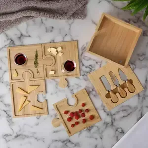 6-in-1 Bamboo Puzzle Cheese Board Set