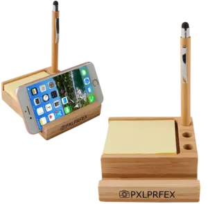 Personalized Bamboo Desk Organizer with Phone Holder.