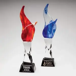 Custom Crystal Flame Award with Logo, Beacon Design