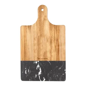 Custom Branded Black Marble and Wood Cutting Board