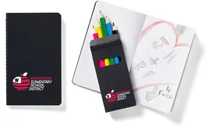 Black Mini Notebook & 6-Color Pencil Set