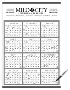 Black & White Span-A-Year Laminated w/Marker Calendar