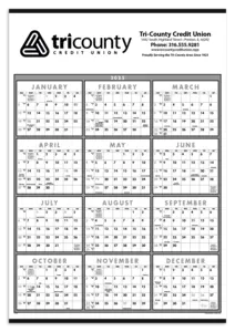 Black & White Span-A-Year Non-Laminated Calendar