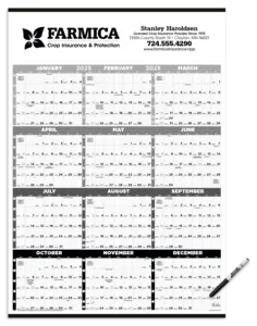 Black & White Time Management Span-A-Year Laminated w/Marker