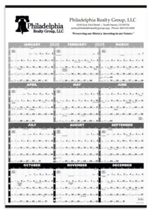 Black & White Time Management Span-A-Year Non-Laminated Calendar