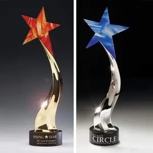 Metal Shooting Star Crystal Trophy with Ebony Base - Custom Engraved