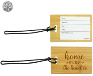 Custom Bamboo Luggage Tag