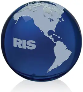 3" Blue Frosted Globe with Etched Base