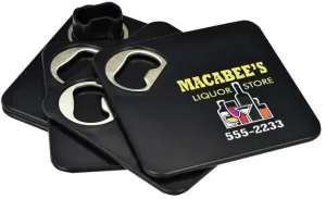 Custom Printed Bottle Opener Coaster Set