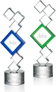 Emerald & Blue Geometric Crystal Award - customized