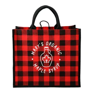Buffalo Plaid Printed Jute Tote