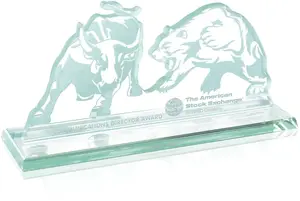 Financial Award Bull Bear Glass Statuette