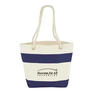 Custom Capri Stripes Cotton Canvas Shopper Tote - 12oz