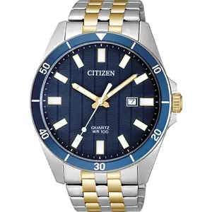 Citizen BI505453L Men's Quartz Watch, Two-tone Stainless Steel with Blue Dial