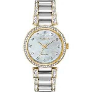 Citizen EM084458D Ladies' Silhouette Crystal Eco-Drive Watch, Two-tone with Silver-tone MOP Dial