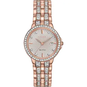 Citizen EW234856A Women's Eco-Drive Crystal Accent Rose Gold-Tone Stainless Steel Bracelet Watch