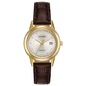 Citizen FE108205A Ladies' Eco-Drive Watch With Brown Leather Strap