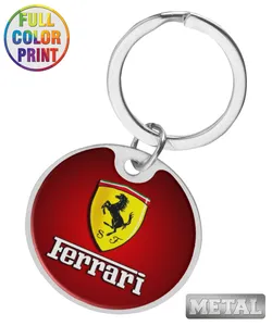 Classic Round Metal Keychain, Flat Design