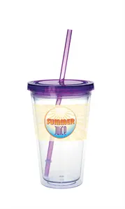 Custom Clear Tumbler with Colored Lid - 18 oz.