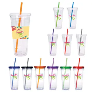 Custom Clear Tumbler with Colored Lid - 24 oz.