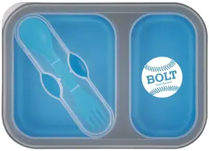 Collapsible 2-Section Food Container With Dual Utensil