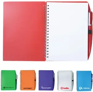 Color-Pro Spiral Unlined Notebook with Pen (5 3/4" x 7")