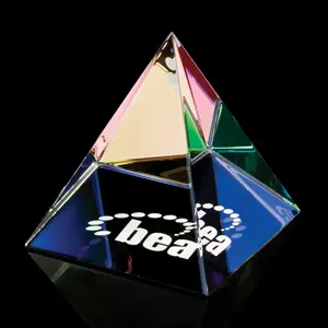 Reflective Custom Pyramid Paperweight - Personalized Crystal Promo Item