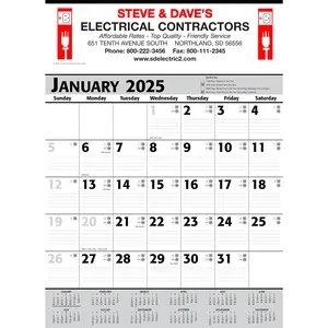 Commercial Planner Wall Calendar: Grey & Black 2025, 2+ Imprint Colors