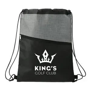 Promotional Cross Weave Zippered Drawstring Bag