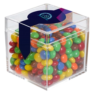 Cube Shaped Acrylic Container With Chocolate Littles