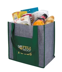 Custom Laminated Heathered Non-Woven Grocery Tote Bag