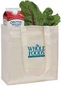 Custom V Natural Grocery Tote with 26" Handles