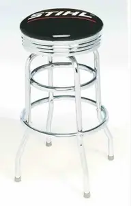 Double Chrome Ring Bar Stool with Seat Logo