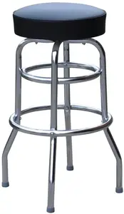 Double Ring Swivel Bar Stool with Logo on Top and Side of Seat