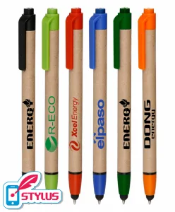 Eco-Friendly Click Pen with Stylus Tip - Recycled Paper