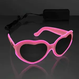 EL Wire Glowing Pink Heart Sunglasses