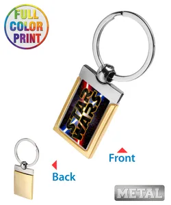 Elegant Rectangular Gold Metal Keychain