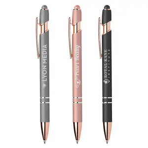 Ellipse Softy Rose Gold Metallic Pen w/ Stylus - Laser